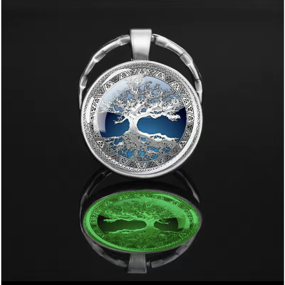 3/$25 Tree Of Life Glow in the Dark Stainless Steel Keychain NEW